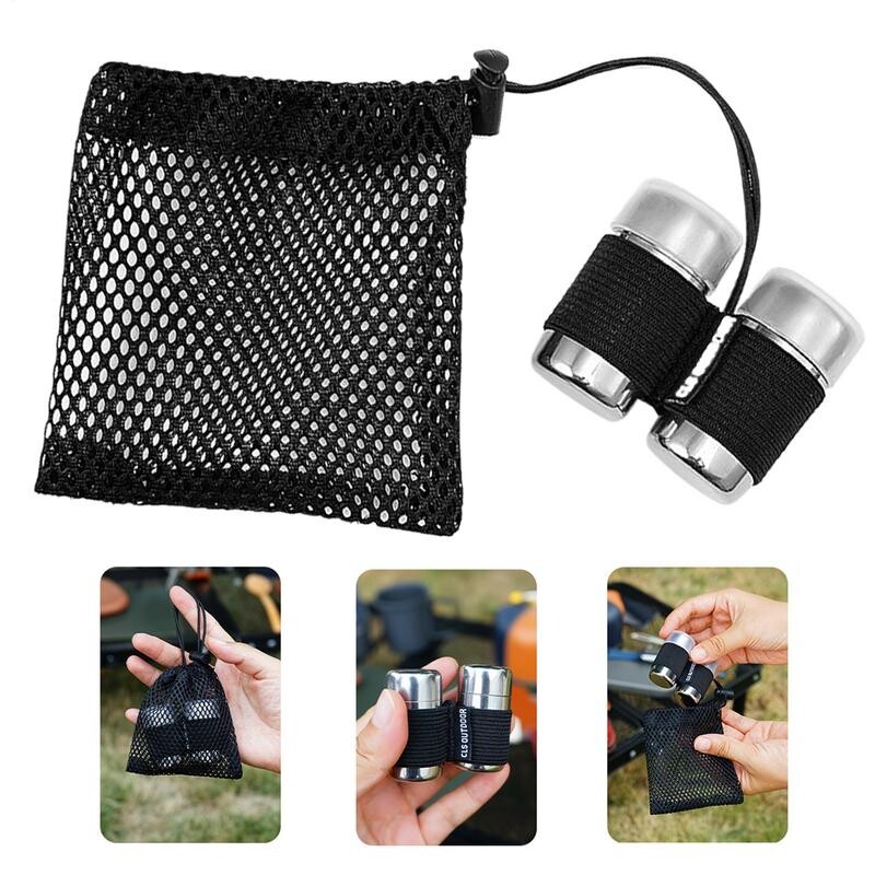 Neliels kempinga sālstrauks 2x pārnēsājami sāls un piparu trauki, nerūsējošā tērauda garšvielu pudeles ar vāku ēdiena gatavošanai ārā