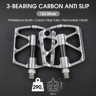 WEST BIKING Velosipēdu pedāļi 3 gultņi Ultravieglie oglekļa šķiedras caurules šosejas velosipēdu pedāļi BMX MTB plakanie pedāļi Profesionālās velosipēdu daļas