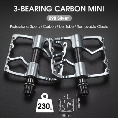 WEST BIKING Velosipēdu pedāļi 3 gultņi Ultravieglie oglekļa šķiedras caurules šosejas velosipēdu pedāļi BMX MTB plakanie pedāļi Profesionālās velosipēdu daļas