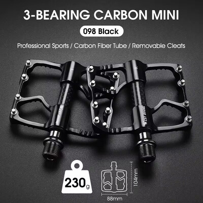 WEST BIKING Velosipēdu pedāļi 3 gultņi Ultravieglie oglekļa šķiedras caurules šosejas velosipēdu pedāļi BMX MTB plakanie pedāļi Profesionālās velosipēdu daļas