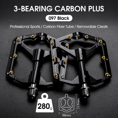WEST BIKING Velosipēdu pedāļi 3 gultņi Ultravieglie oglekļa šķiedras caurules šosejas velosipēdu pedāļi BMX MTB plakanie pedāļi Profesionālās velosipēdu daļas