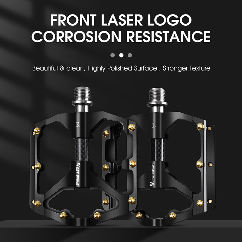 WEST BIKING Velosipēdu pedāļi 3 gultņi Ultravieglie oglekļa šķiedras caurules šosejas velosipēdu pedāļi BMX MTB plakanie pedāļi Profesionālās velosipēdu daļas