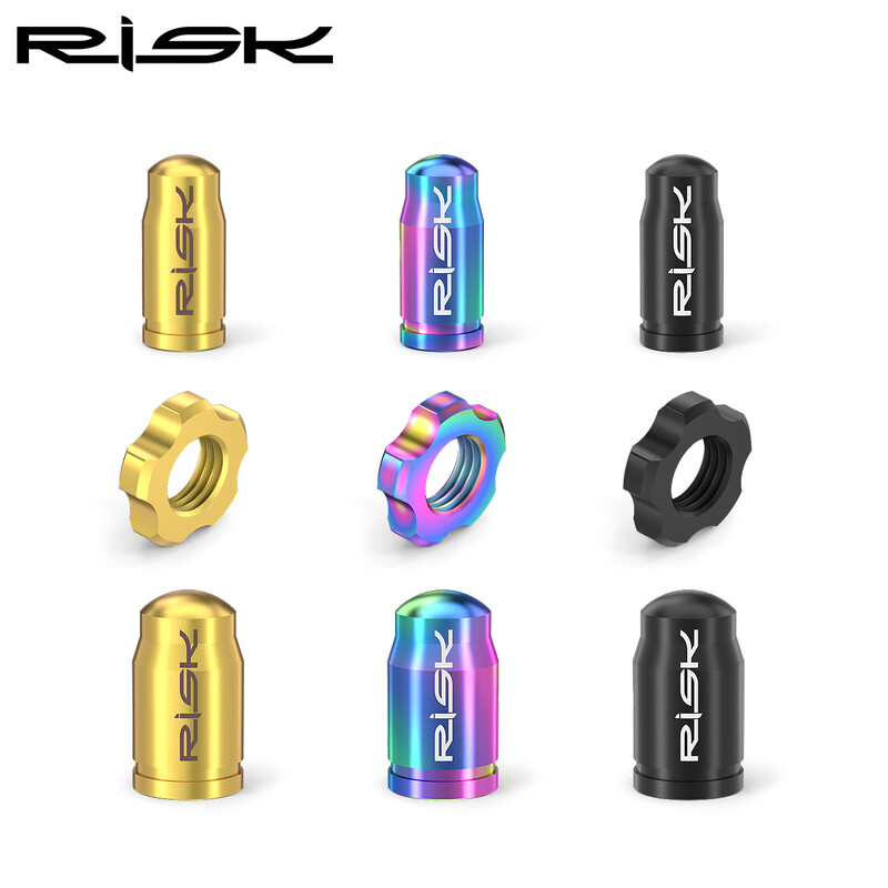 RISK Titāna sakausējuma velosipēda vārsta vāciņš kalnu ceļa velosipēds Presta Schrader sprauslas vārsta kodola vāciņš franču amerikāņu putekļu necaurlaidīgs