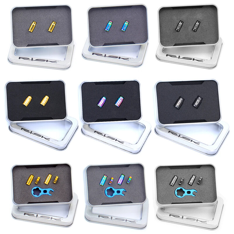 RISC Capac de supapă Presta biciclete din aliaj de titan Bicicletă de drum Set capace de supapă Schrader Protector acoperit Anvelopă franceză rezistentă la praf Ciclism