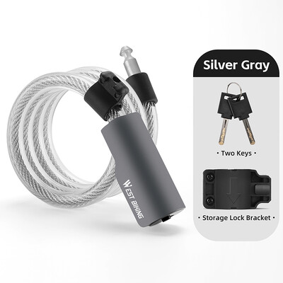 WEST BIKING velosipēda slēdzene Pārnēsājama pretaizdzīšanas troses slēdzene MTB šosejas velosipēda drošības slēdzene Motors E-velosipēda slēdzene ar 2 atslēgām riteņbraukšanas piederumu