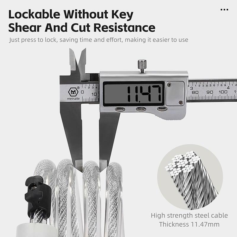 WEST BIKING velosipēda slēdzene Pārnēsājama pretaizdzīšanas troses slēdzene MTB šosejas velosipēda drošības slēdzene Motors E-velosipēda slēdzene ar 2 atslēgām riteņbraukšanas piederumu