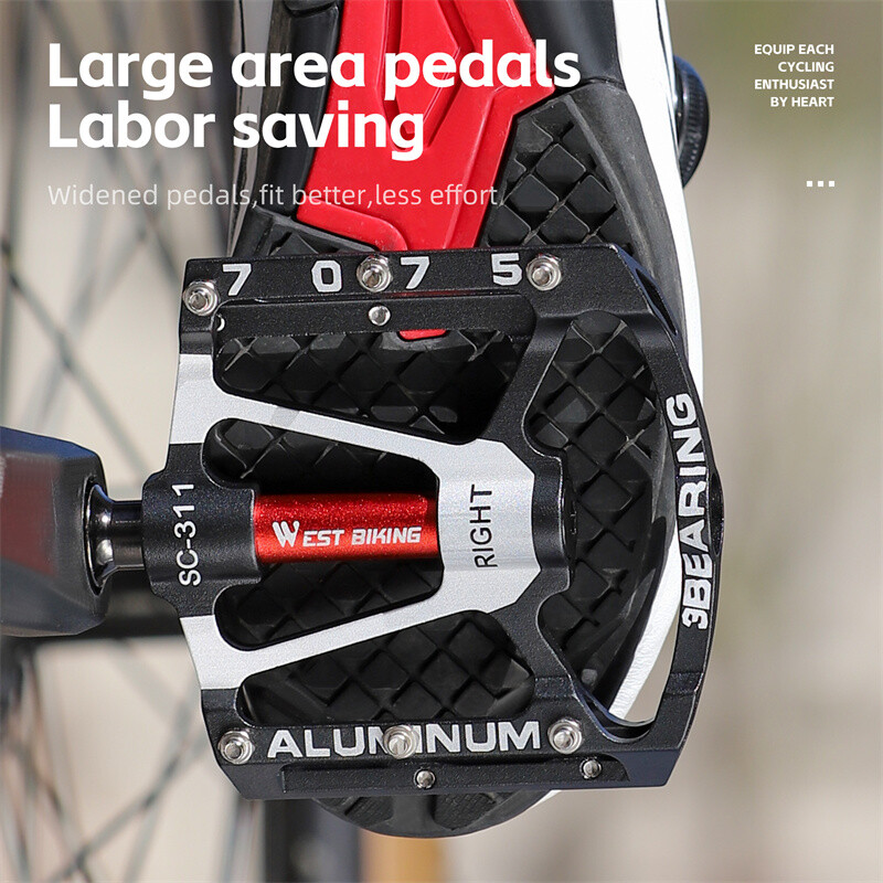 WEST BIKING 3 Bearing velosipēda pedālis CNC alumīnija sakausējuma pretslīdes MTB šosejas velosipēda pedāļa plati pedāļi Profesionālie velosipēdu piederumi