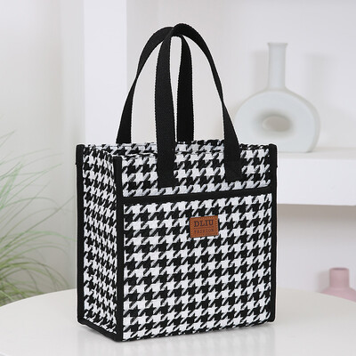 Nova ručna torbica od pletene žakard tkanine, izolacija od aluminijske folije iznutra, poluzatvorena torba za ručak, bento torba