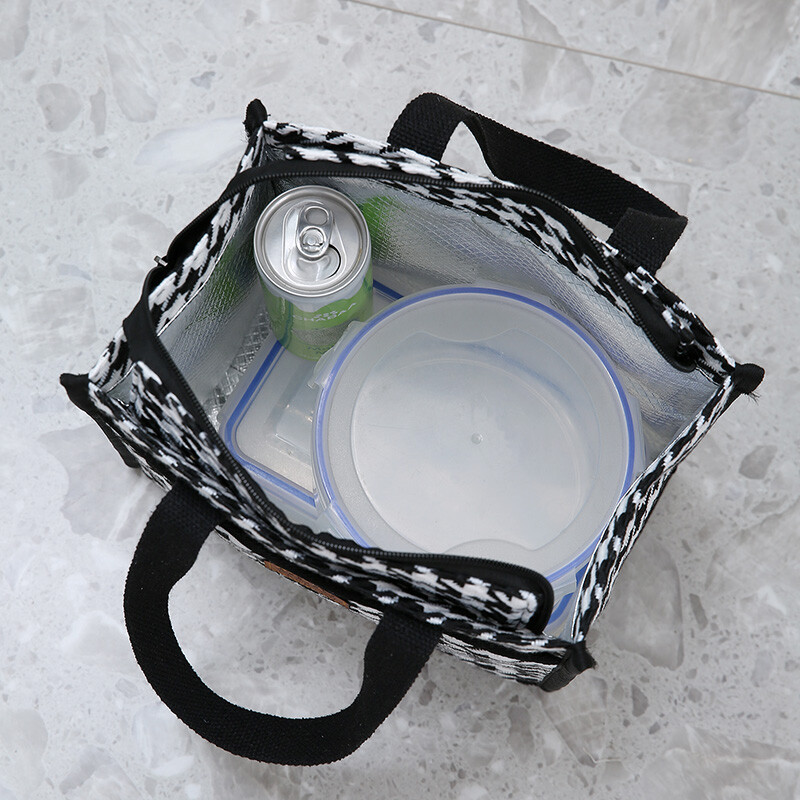 Nova ručna torbica od pletene žakard tkanine, izolacija od aluminijske folije iznutra, poluzatvorena torba za ručak, bento torba