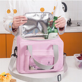 Oksfordas auduma termiskā pusdienu soma ar plecu siksnu Lielas ietilpības pārtikas izolēta aukstumsoma Piknika ceļojumu Bento Box piegādes soma