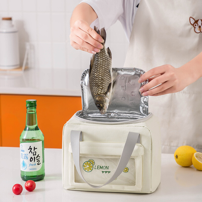 Oksfordas auduma termiskā pusdienu soma ar plecu siksnu Lielas ietilpības pārtikas izolēta aukstumsoma Piknika ceļojumu Bento Box piegādes soma