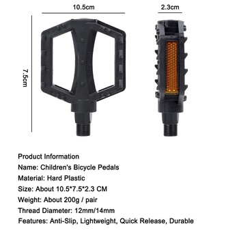 WEST BIKING Παιδικά πεντάλ ποδηλάτου Υπερελαφρύ αντιολισθητικό ABS Προειδοποιητικός ανακλαστήρας ασφαλείας Παιδιά Ποδηλασία 9/16 1/2 Παιδικά Πεντάλ ποδηλάτου