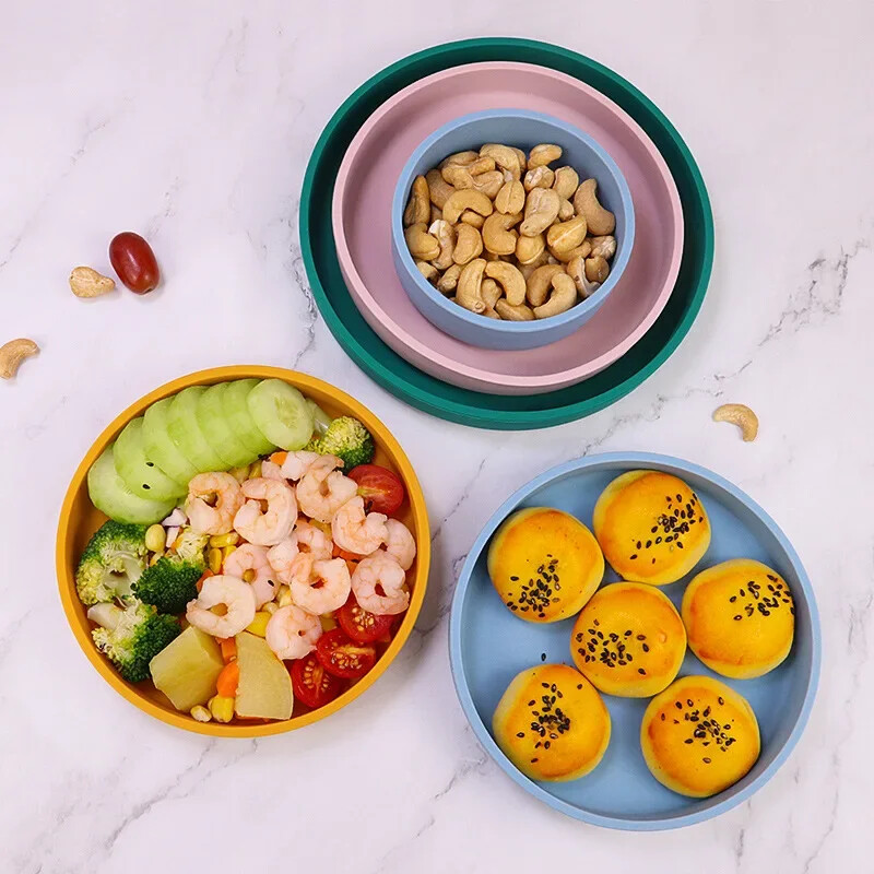 Āra ziemeļvalstu stila 15 cm silikona apaļš pusdienu šķīvis pārtikas kvalitātes komplekts Mikroviļņu krāsnī apsildāms cepšanas šķīvis mājdzīvnieku barošanas bļoda