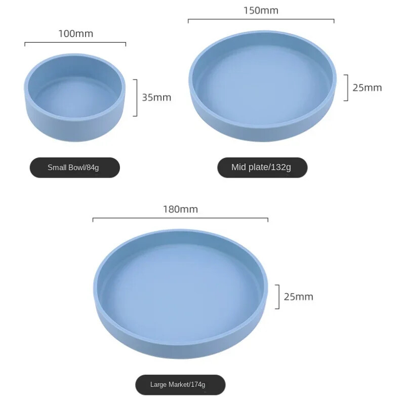 Āra ziemeļvalstu stila 15 cm silikona apaļš pusdienu šķīvis pārtikas kvalitātes komplekts Mikroviļņu krāsnī apsildāms cepšanas šķīvis mājdzīvnieku barošanas bļoda