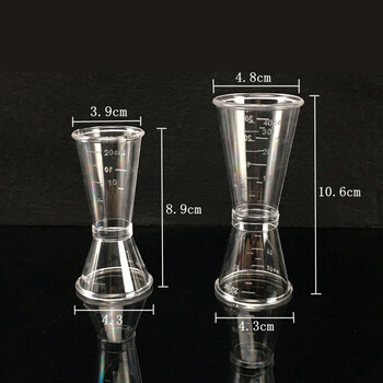 Double Transparent Jigger Ounce Cup 10/20ml 20/40ml Πλαστική Ρητίνη Milk Tea Coffee Mixing Scale Measuring Cup Home Bar Supplies