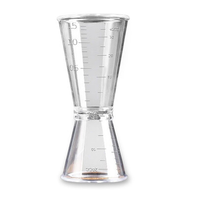 Divkārša caurspīdīga Jigger unces krūze 10/20 ml 20/40 ml plastmasas sveķu piena tēja kafijas maisīšanas skala mērglāze mājas bāra piederumi