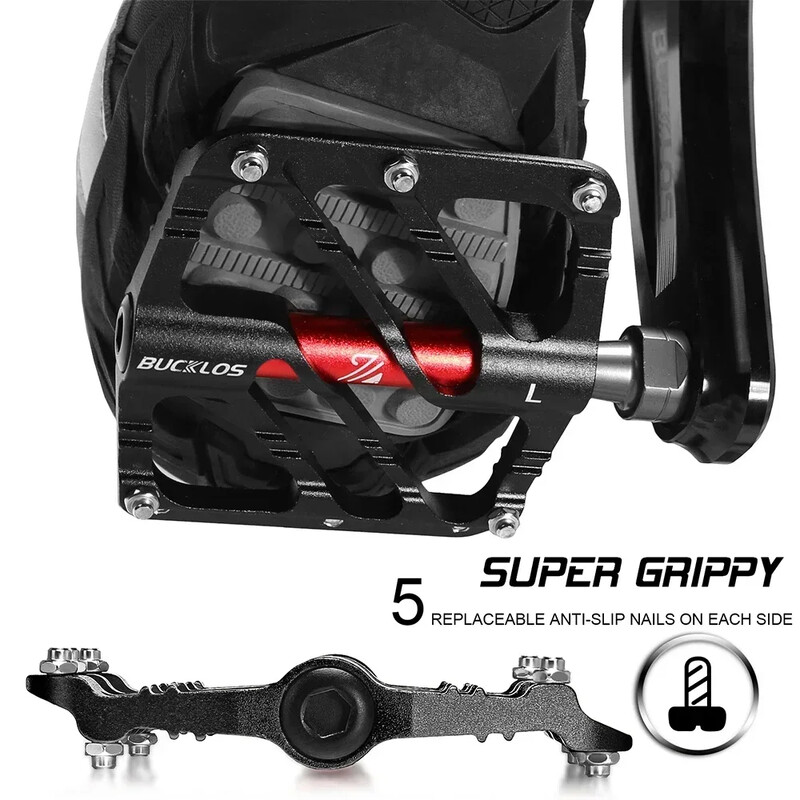 BUCKLOS neslīdošas velosipēda pedāļa 3 gultņi plakanie/platformas Mtb pedāļi 9/16" CNC AL kalnu šosejas velosipēda pedāļa grants riteņbraukšanas daļas