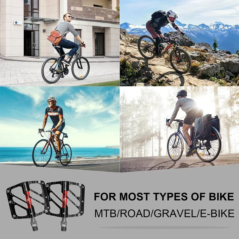 BUCKLOS neslīdošas velosipēda pedāļa 3 gultņi plakanie/platformas Mtb pedāļi 9/16" CNC AL kalnu šosejas velosipēda pedāļa grants riteņbraukšanas daļas