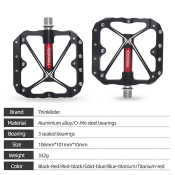 ThinkRider Flat Bike Pedals MTB Road 3 Sealed Bearings Πεντάλ ποδηλάτου Πεντάλ ποδηλάτου βουνού Εξάρτημα αξεσουάρ ευρείας πλατφόρμας