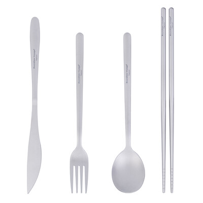 Boundless Voyage din titan Tacâmuri de camping Set de tacâmuri utilitare Bețișoare Cuțit Furculiță Set de linguri