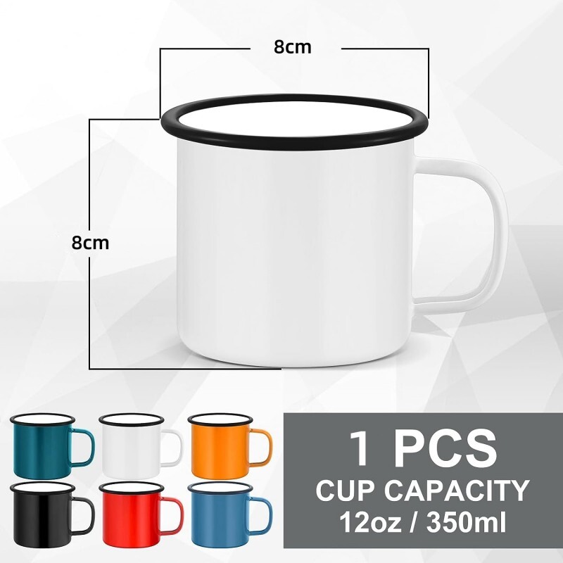 Emajlirana šalica za kampiranje od 350 ml Višebojne prijenosne šalice za kampiranje za piknik na otvorenom, ruksak, šalice za doručak, putovanja i dom