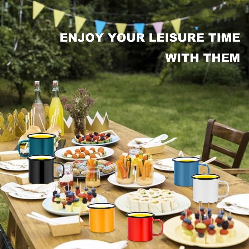 Emajlirana šalica za kampiranje od 350 ml Višebojne prijenosne šalice za kampiranje za piknik na otvorenom, ruksak, šalice za doručak, putovanja i dom