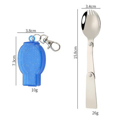 Āra saliekams ceļojumu kempinga trauks nerūsējošā tērauda kabatas karotes dakša, maza salokāma karotes dakša kempinga piknika rīks galda piederumi