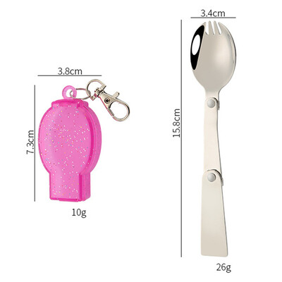 Āra saliekams ceļojumu kempinga trauks nerūsējošā tērauda kabatas karotes dakša, maza salokāma karotes dakša kempinga piknika rīks galda piederumi