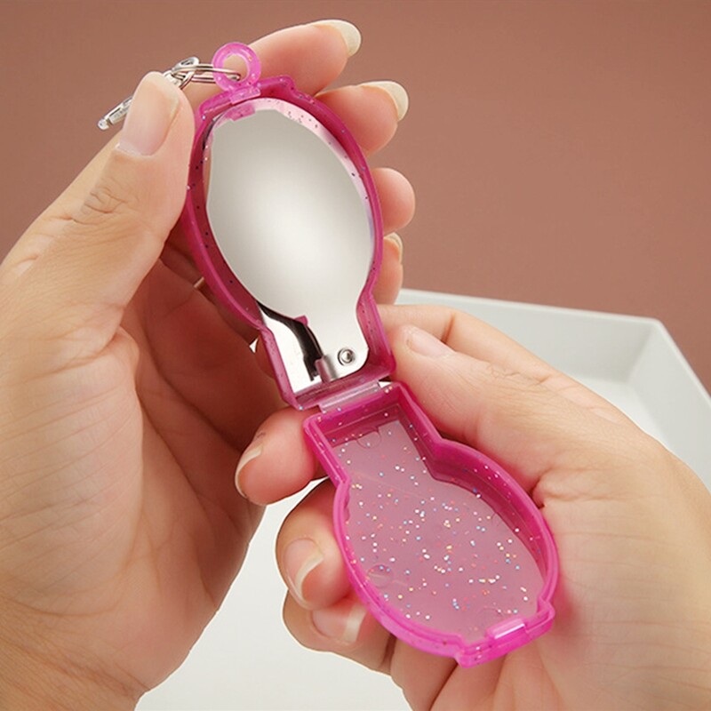 Āra saliekams ceļojumu kempinga trauks nerūsējošā tērauda kabatas karotes dakša, maza salokāma karotes dakša kempinga piknika rīks galda piederumi