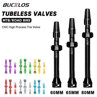 BUCKLOS Bike Bezkameru vārsti MTB 60MM 65MM 80MM Mountain Road Bike Presta Valve CNC alumīnija sakausējuma riepu sprauslas velosipēda daļām