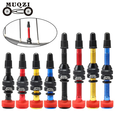 MUQZI 2PCS Bike Presta bezkameru gaisa vārsts 40mm 60mm bezkameru riteņu riepas F/V vārsts MTB šosejas velosipēdu riepu daļas ar instrumentu