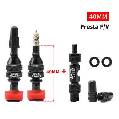 MUQZI 2PCS Bike Presta bezkameru gaisa vārsts 40mm 60mm bezkameru riteņu riepas F/V vārsts MTB šosejas velosipēdu riepu daļas ar instrumentu