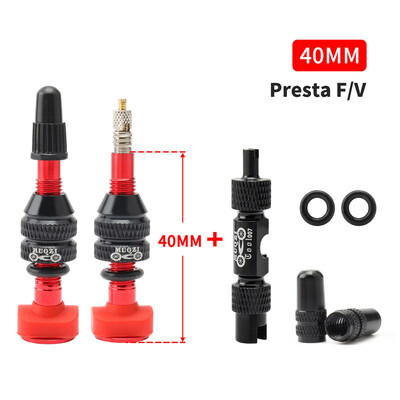 MUQZI 2PCS Bike Presta bezkameru gaisa vārsts 40mm 60mm bezkameru riteņu riepas F/V vārsts MTB šosejas velosipēdu riepu daļas ar instrumentu