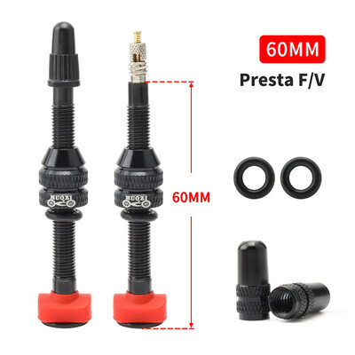 MUQZI 2PCS Bike Presta bezkameru gaisa vārsts 40mm 60mm bezkameru riteņu riepas F/V vārsts MTB šosejas velosipēdu riepu daļas ar instrumentu