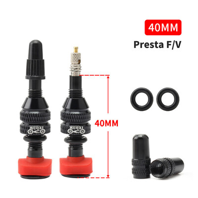 MUQZI 2PCS Bike Presta bezkameru gaisa vārsts 40mm 60mm bezkameru riteņu riepas F/V vārsts MTB šosejas velosipēdu riepu daļas ar instrumentu