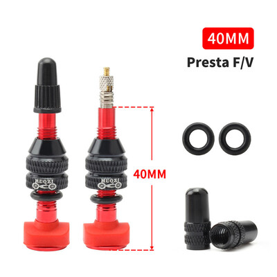 MUQZI 2PCS Bike Presta bezkameru gaisa vārsts 40mm 60mm bezkameru riteņu riepas F/V vārsts MTB šosejas velosipēdu riepu daļas ar instrumentu