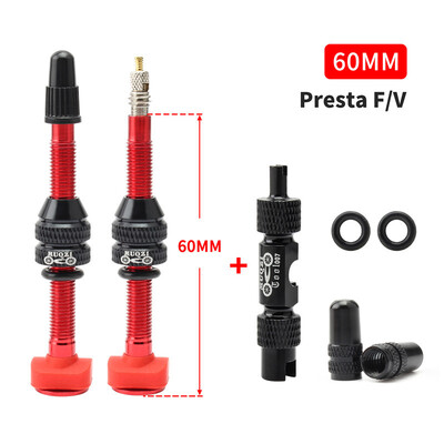 MUQZI 2PCS Bike Presta bezkameru gaisa vārsts 40mm 60mm bezkameru riteņu riepas F/V vārsts MTB šosejas velosipēdu riepu daļas ar instrumentu
