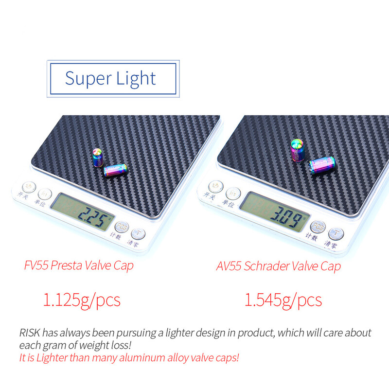 RISK 2gab velosipēda Schrader/Presta vārsta vāciņš, titāna sakausējums, īpaši viegls kalnu šosejas velosipēda riepas vāciņš Riepu vārsta aizsargs MTB daļa