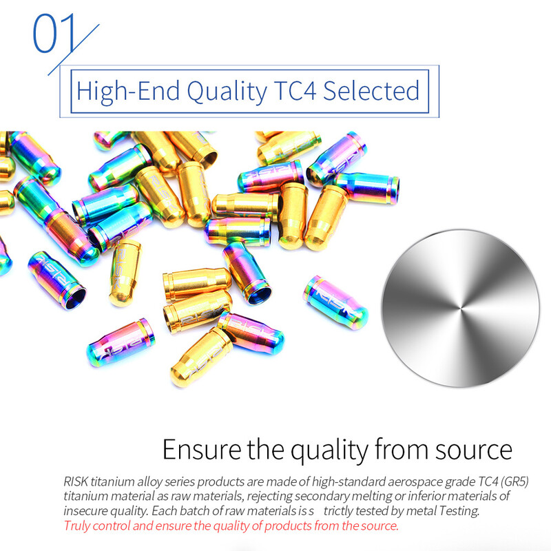 RISK 2gab velosipēda Schrader/Presta vārsta vāciņš, titāna sakausējums, īpaši viegls kalnu šosejas velosipēda riepas vāciņš Riepu vārsta aizsargs MTB daļa