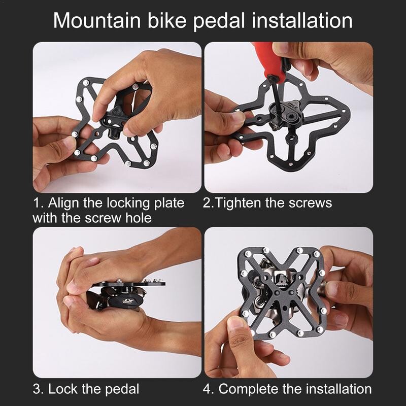 Velosipēda pašbloķējošais pedālis, pagriežams plakanais pedālis MTB šosejas velosipēda ātrās atbrīvošanas bloķēšanas plāksnes bloķēšanas apavu pārveidošanas pedālis riteņbraukšanas piederumam