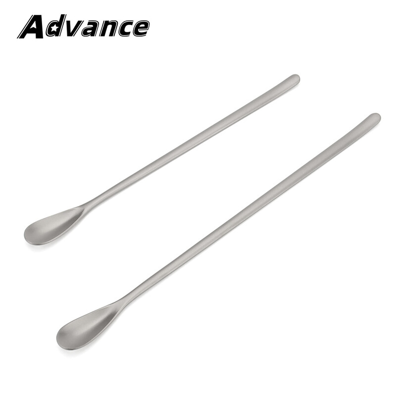 Titāna sakausējuma karote ar gariem rokturiem deserta karote āra kempingam piena tēja kafijas bāra maisīšanas karote