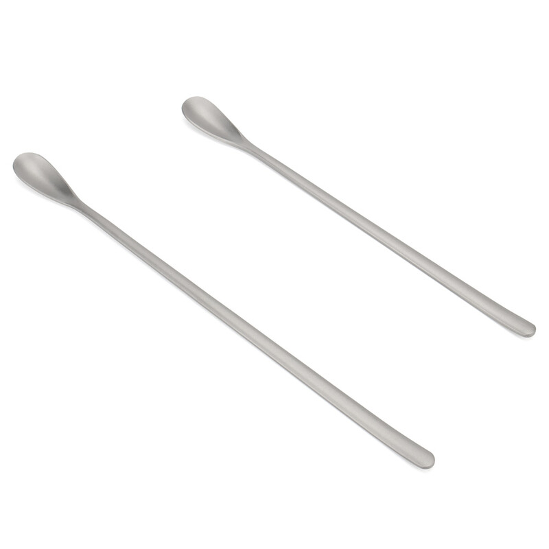 Titāna sakausējuma karote ar gariem rokturiem deserta karote āra kempingam piena tēja kafijas bāra maisīšanas karote