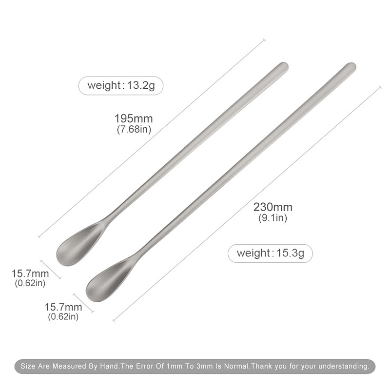 Titāna sakausējuma karote ar gariem rokturiem deserta karote āra kempingam piena tēja kafijas bāra maisīšanas karote