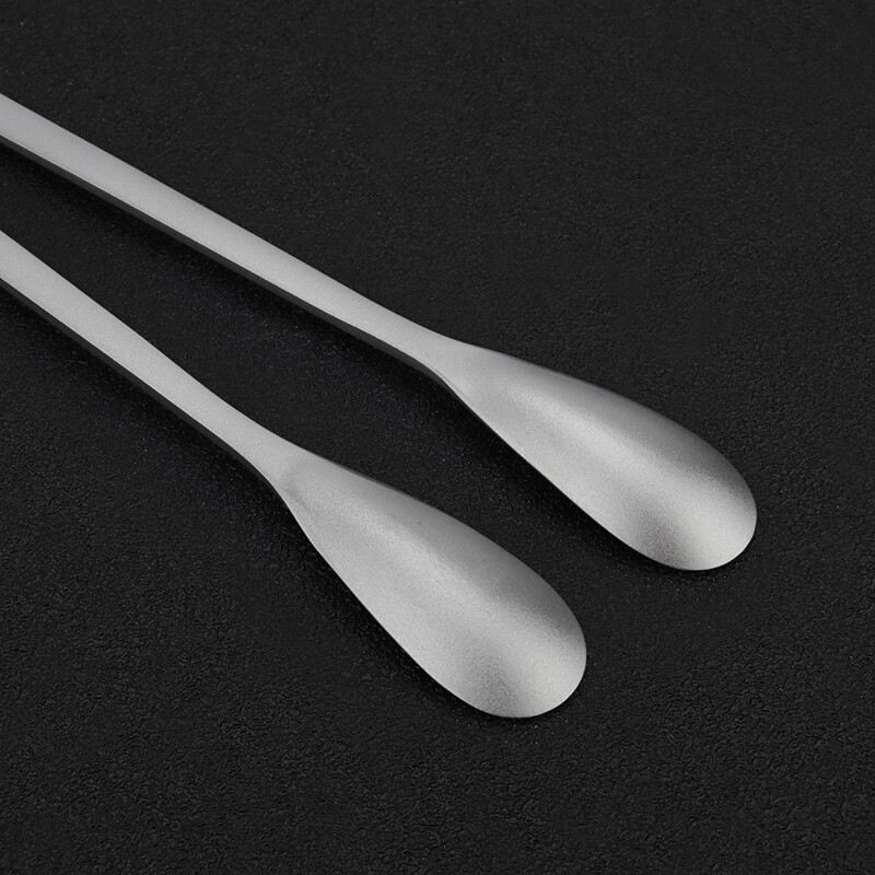 Titāna sakausējuma karote ar gariem rokturiem deserta karote āra kempingam piena tēja kafijas bāra maisīšanas karote