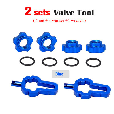 4 IN 1 Velosipēda vakuuma bezcauruļu Presta vārsta uzgrieznis Velosipēda sprauslas bloķēšanas riepas vārsta loka pārveidošanas uzgrieznis ar uzstādīšanas uzgriežņu atslēgu