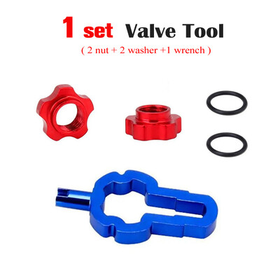 4 IN 1 Velosipēda vakuuma bezcauruļu Presta vārsta uzgrieznis Velosipēda sprauslas bloķēšanas riepas vārsta loka pārveidošanas uzgrieznis ar uzstādīšanas uzgriežņu atslēgu
