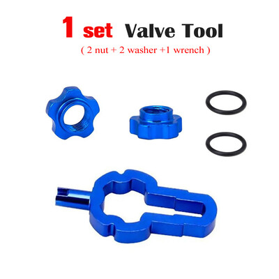 4 IN 1 Velosipēda vakuuma bezcauruļu Presta vārsta uzgrieznis Velosipēda sprauslas bloķēšanas riepas vārsta loka pārveidošanas uzgrieznis ar uzstādīšanas uzgriežņu atslēgu