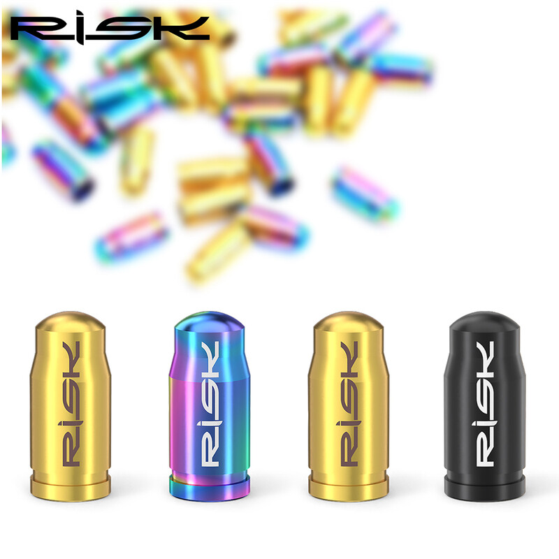 RISK titāna velosipēda riepas vārsta vāciņš ar uzgriezni/uzgriežņu atslēgu/aizsardzības uzlīmju komplektu šosejas velosipēda Presta vārsta putekļu necaurlaidīga vāka piederumi