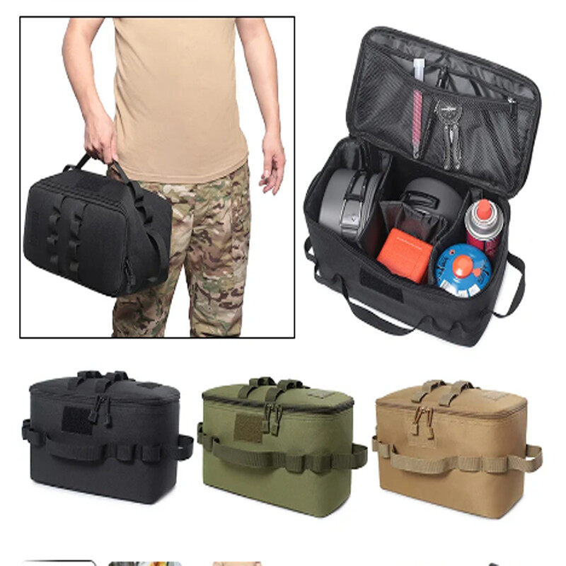 Āra kempinga gāzes tvertnes uzglabāšanas soma Lielas ietilpības zemes nagu instrumentu maisiņš Gāzes tvertne piknika virtuves piederumu komplekta soma