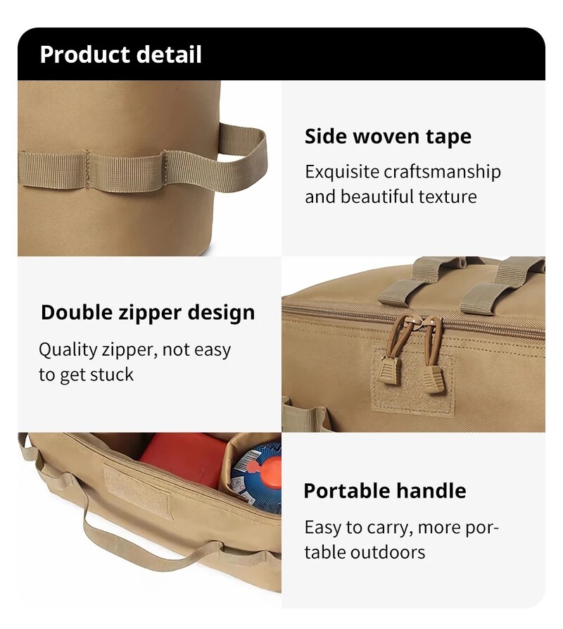 Āra kempinga gāzes tvertnes uzglabāšanas soma Lielas ietilpības zemes nagu instrumentu maisiņš Gāzes tvertne piknika virtuves piederumu komplekta soma